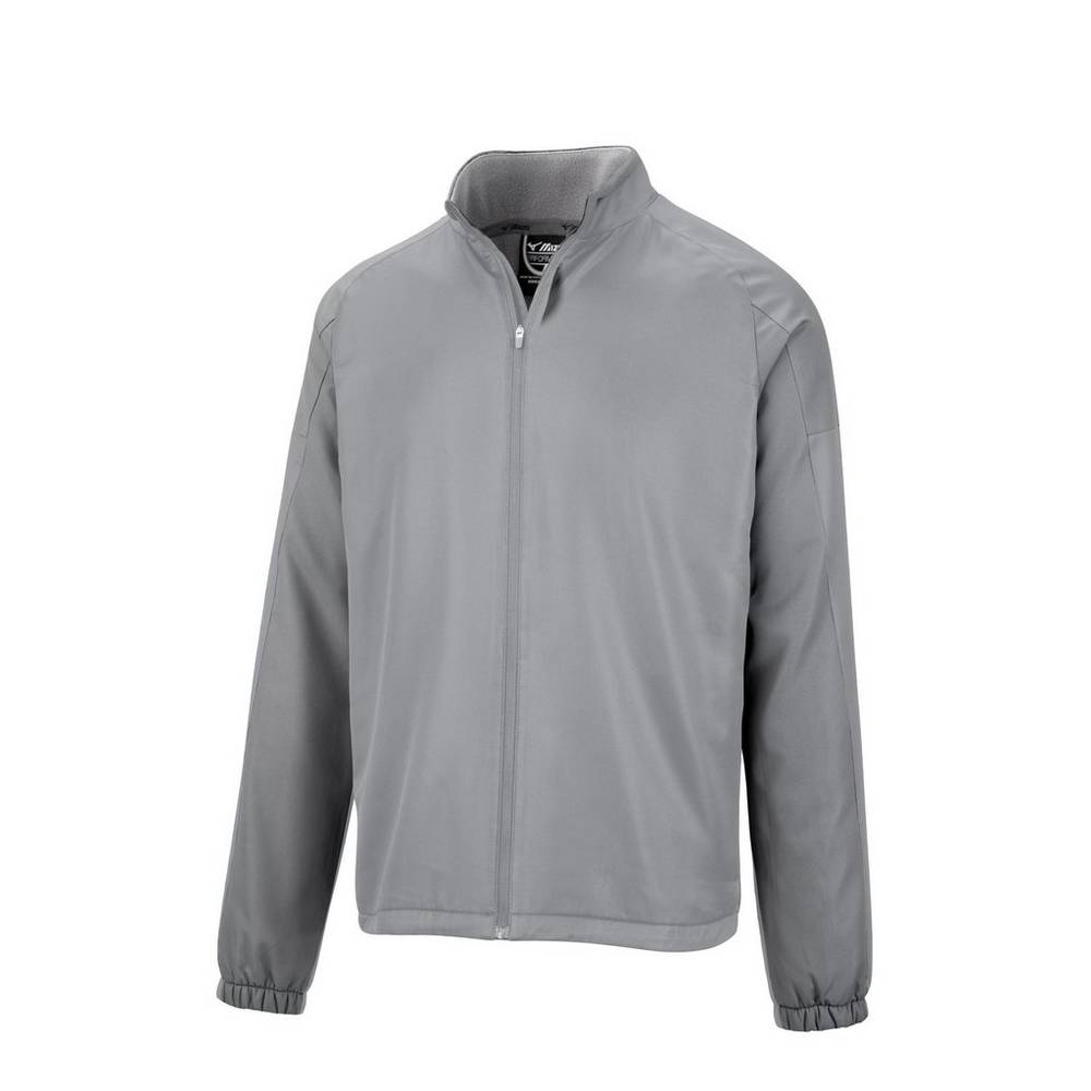 Mens Mizuno Full Zip Dugout Jacket Grey Philippines (MYUIPK294)